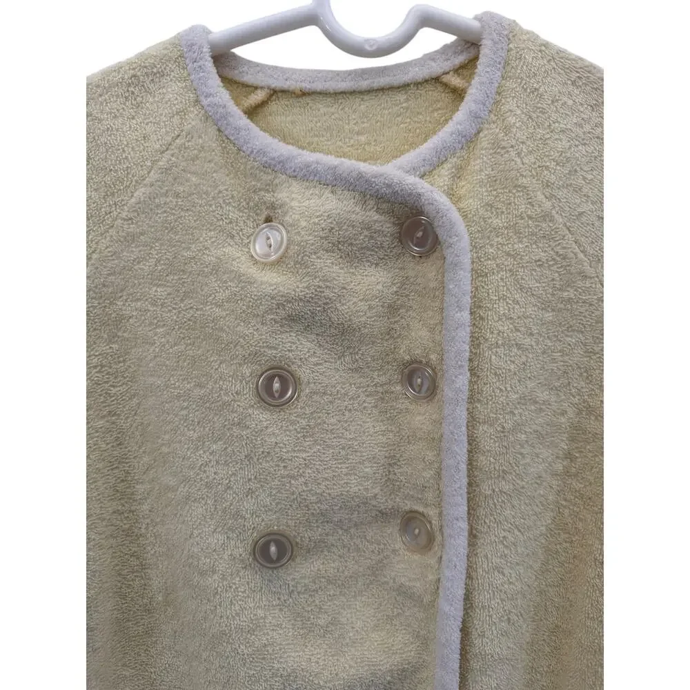 1960s Unbranded Cream Terry Cloth Button Housecoat yellow medium